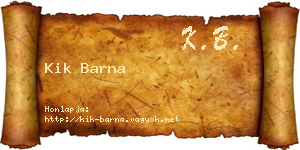Kik Barna névjegykártya